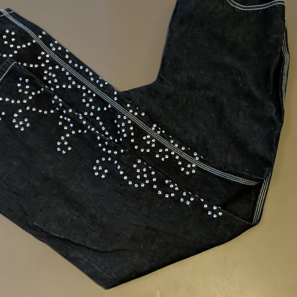 Moda International Studded Bootcut Black Jeans